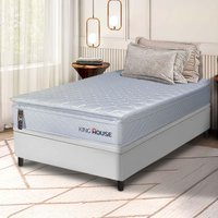 Conjunto Box Baú Branco Luanda Branco Espuma D28 Solteiro 88x188x69 - King House