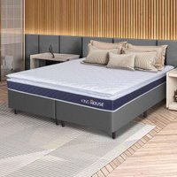 Conjunto Box Cinza Durban Azul Espuma D28 Queen 158x198x57 - King House