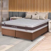 Conjunto Box Baú Marrom Mali Bege Molas Ensacadas King 193x203x77 - King House