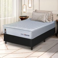 Conjunto Box Preto Luanda Branco Espuma D28 Solteiro 96x203x62 - King House