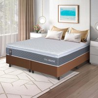 Conjunto Box Marrom Luanda Cinza Espuma D28 King 193x203x62 - King House