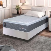 Conjunto Box Branco Argel Cinza Espuma D33 Solteiro 96x203x67 - King House
