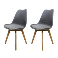 Conjunto 2 Cadeiras Para Mesa Sala De Jantar Quarto Base De Madeira Para 120 Kg Cozinha Saarinen Leda Design Cinza