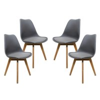 Conjunto De 2 Cadeiras Para Mesa Sala De Jantar Quarto Base De Madeira Para 120 Kg Cozinha Saarinen Leda Design Cinza