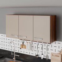 Armário Aéreo Cozinha Genebra 3 Portas Castanho/Off White - Pnr Móveis