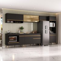 Armário de Cozinha Modulada Completa 357cm com Balcão para Cooktop Veneza Multimóveis MP2274