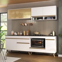 Armário de Cozinha Modulada Compacta 225cm com Balcão para Cooktop Veneza Multimóveis MP2263