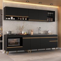 Armário de Cozinha Modulada Compacta 4 Pçs com Balcão para Cooktop Veneza Multimóveis MP2261