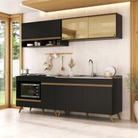 Armário de Cozinha Modulada Compacta 225cm com Balcão para Cooktop Veneza Multimóveis MP2265