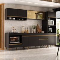 Cozinha Modulada Completa Compacta 287cm com Balcão para Cooktop Veneza Multimóveis MP2269