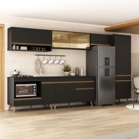 Cozinha Modulada Completa 357cm 6 Peças com Balcão para Cooktop Veneza Multimóveis MP2275