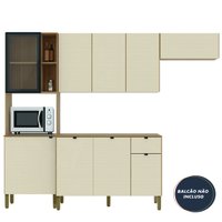 Armário de Cozinha Completa 6 Portas com Vidro e Nicho Para Micro Ondas Vert Plus Kit's Paraná