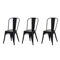 Kit 3 Cadeiras Para Mesa De Jantar Cozinha Sala Escrivaninha Restaurante Tolix Iron Industrial Preta