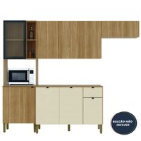 Armário de Cozinha Completa Com 6 Portas com Vidro e Nicho Para Micro Ondas Vert Plus Kit's Paraná