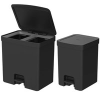 Kit Com ]2 Lixeiras de Pedal com Aro Interno 12 Litros e 20 Litros Dupla Seletiva OU Trium Preto
