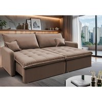 Sofá Sem Caixa Retrátil 1,60m SoftGel Luna Velusoft Castor Cama inBox