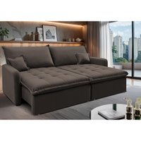 Sofá Sem Caixa Retrátil 1,60m SoftGel Luna Velusoft Café Cama inBox