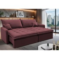 Sofá Sem Caixa Retrátil 2,00m SoftGel Luna Velusoft Vinho Cama inBox