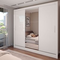 Guarda-Roupa Casal Colie 3 Portas 3 Gavetas com Espelho Branco - Panorama Móveis