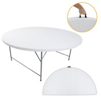 Mesa Dobrável Redonda Plástico 180cm Branca 8 Lugares