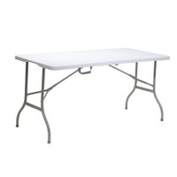 Mesa Dobrável Portátil Que Vira Maleta Para Camping Praia Leve Plástico 180cm Branca