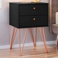 Mesa de Cabeceira Vertigo 2 Gavetas Preto - Pnr Móveis