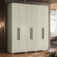 Guarda-Roupa Casal Nuke 6 Portas 2 Gavetas Off White - Pnr Móveis