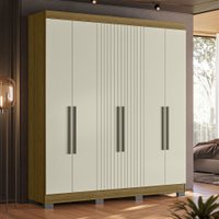 Guarda-Roupa Casal Nuke 6 Portas 2 Gavetas Freijo Ac /Off White - Pnr Móveis