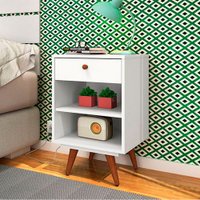 Mesa de Cabeceira Vertigo 1 Gaveta Branco - Pnr Móveis
