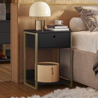 Mesa de Cabeceira Industrial Anubis 1 Gaveta Preto - Pnr Móveis