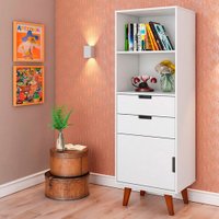 Estante para Livros Vertigo 1 Porta 2 Gavetas Branco - Pnr Móveis