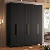 Guarda-Roupa Casal Nuke 6 Portas 2 Gavetas Preto - Pnr Móveis