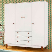 Guarda-Roupa Casal Vertigo 4 Portas 3 Gavetas Branco 12190 - Pnr Móveis
