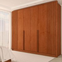 Guarda-Roupa Casal Matira 6 Portas 4 Gavetas Ripado Cinamomo - Panorama Móveis