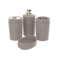 Kit Banheiro Stone Crippa Com 4 Peças (Porta Escova, Porta Sabonete Líquido, Porta Algodão E Saboneteira)  - Arenita