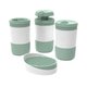 Kit Banheiro Code Crippa Com 4 Peças (Porta Escova, Porta Sabonete Líquido, Porta Algodão E Saboneteira)  - Menta