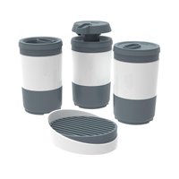 Kit Banheiro Code Crippa Com 4 Peças (Porta Escova, Porta Sabonete Líquido, Porta Algodão E Saboneteira)  - Grafite
