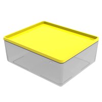 Pote com Tampa Plástico Marmita 3,2L Retangular Amarelo Crippa Frutas Verduras Alimentos