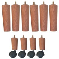 Kit Com 10 Pés de Cama Box Casal com 6 Pés Palitos Fixos 4 Rodízios Dimader Madeira