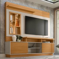 Estante para TV Até 60 Polegadas Mauá 2 Portas com Led Nature/Off White - Pnr Móveis