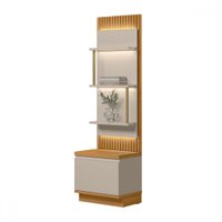 Estante para Livros Colina 1 Porta 3 Prateleiras Ripado Tauari/Off White Fosco - Pnr Móveis