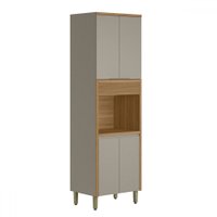 Paneleiro Renard 4 Portas 100% Mdf Jequitibá/Gris Fosco - Pnr Móveis