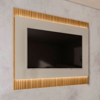 Painel para TV Até 70 Polegadas Cisne 1.8 Ripado com Led Tauari/Off White - Pnr Móveis