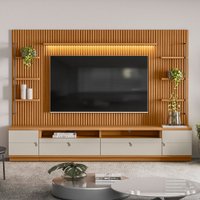 Estante para TV Até 75 Polegadas Colina 2 Portas com Led 268 Cm Nature/Off White - Pnr Móveis