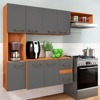 Cozinha Compacta Mila 7 Portas 2 Gaveta Cinamomo/Grafite - Fellicci
