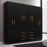 Guarda-Roupa Casal Paris 8 Portas 6 Gavetas Black - Evidencia Móveis