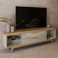 Rack para TV Até 75 Polegadas Anjos 2 Portas 2 Prateleiras Tauari/Off White - Pnr Móveis