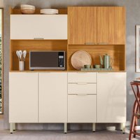 Cozinha Compacta Pitaya 7 Portas 2 Gavetas Cinamon/Off-White - Demobile