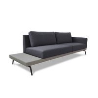 Sofá 3 Lugares Matteo com Mesa de Apoio Esquerda Linho Cinza 240 cm