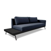 Sofá 3 Lugares Matteo com Mesa de Apoio Esquerda Linho Azul 210 cm